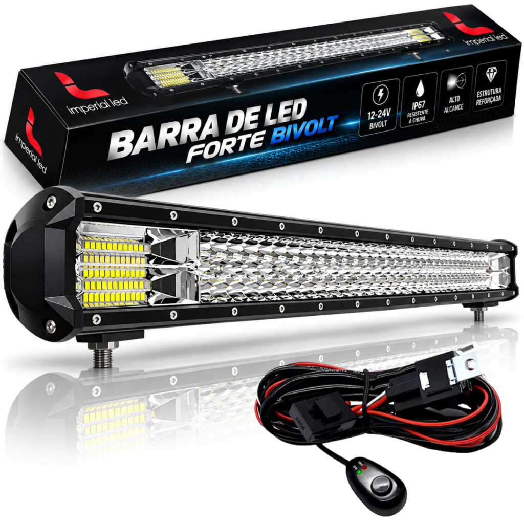 KIT BARRA DE LED BIVOLT 80CM 432W COM CHICOTE COMPLETO