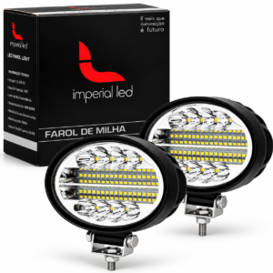 PAR FAROL LED OVAL FORTE 144W 12V 24V PARA MAQUINAS AGRÍCOLAS CAMINHÕES MOTOS E CARROS