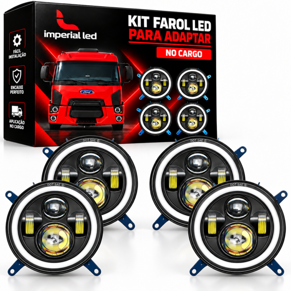 KIT 4 FAROIS COM SUPORTE PARA ADAPTAÇÃO NO CARGO