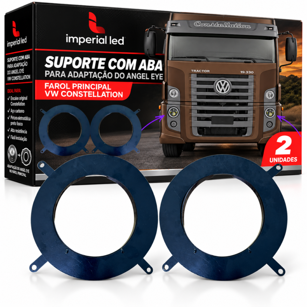 PAR DE SUPORTE COM ABA PARA ADAPTAÇÃO DO FAROL LED ANGEL EYES 7 POLEGADAS NO CONSTELLATION