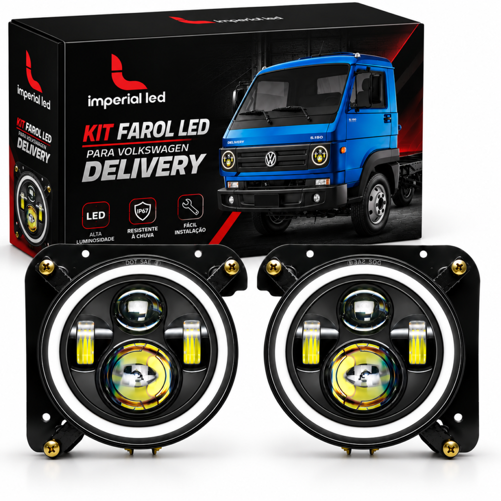 PAR DE FAROL LED COM SUPORTE PARA ADAPTAÇÃO NO DELIVERY