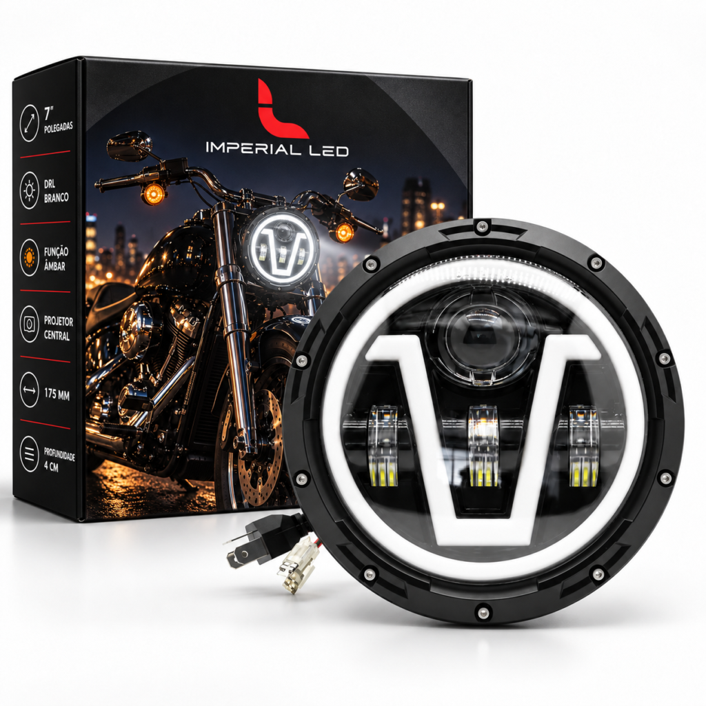 FAROL LED 7 POLEGADAS MOTO JEEP CAMINHÃO